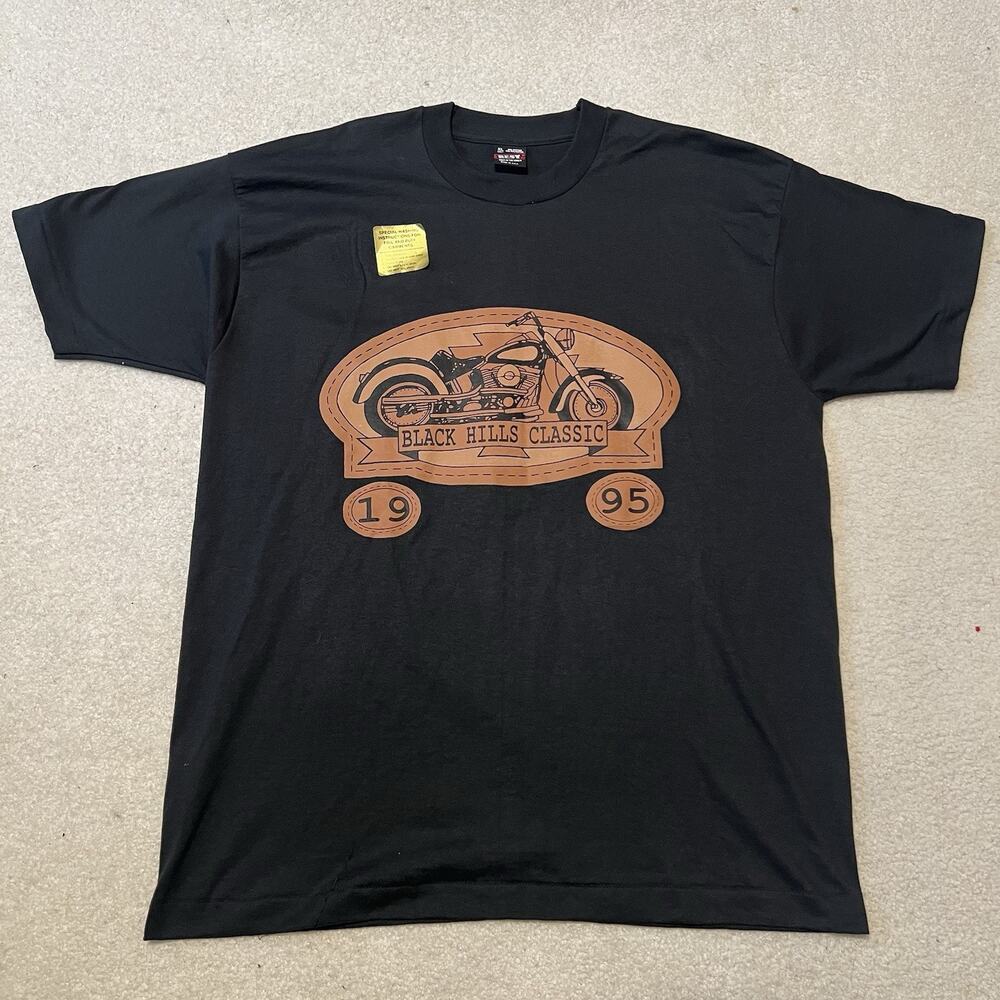 Vintage Motorcycle T Shirt Black XL 1995 Black Hills Classic USA Biker New